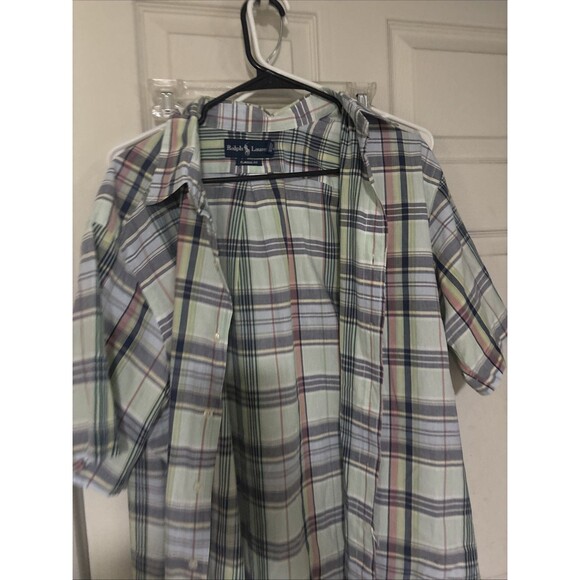 Ralph Lauren Button Down Shirt Mens L Plaid Short Sleeve Cotton Colorful - Picture 2 of 5